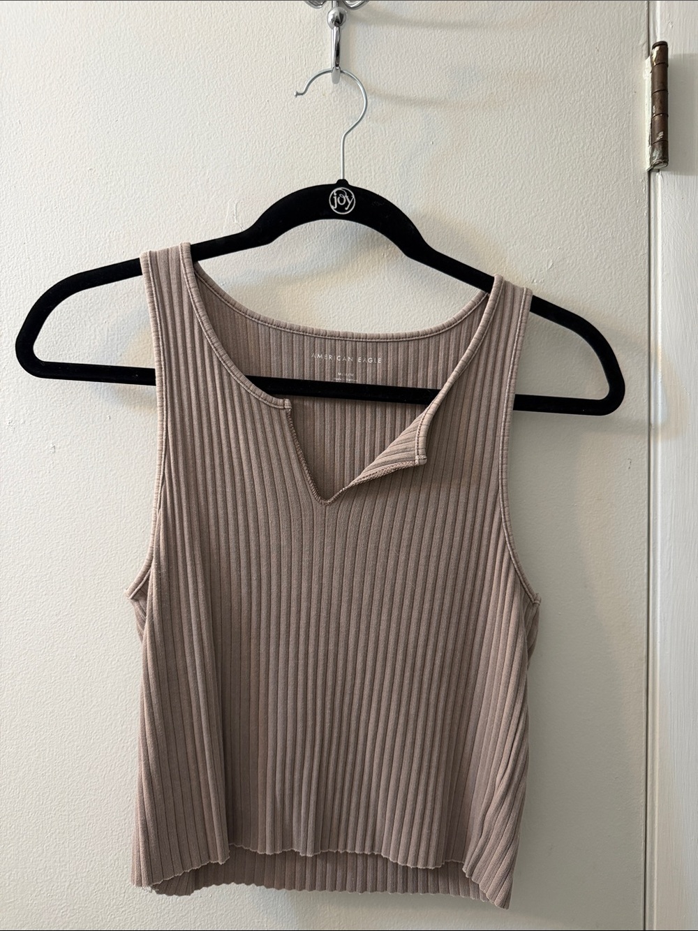 American Eagle Outfitters Taupe Ribbed Notch Neck Tank